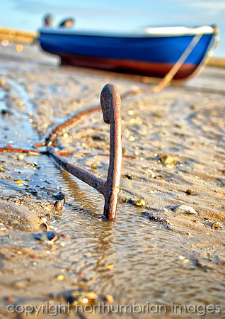 anchor blue boat holy island lindisfarne
