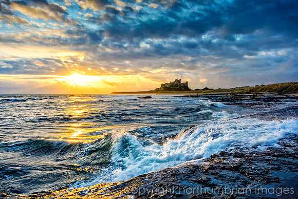 castle, bamburgh, "northumbrian images", beach, coast, sunrise, autumn