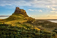 castle, lindisfarne, sunrise, beach,northumberland, "northumbrian images"