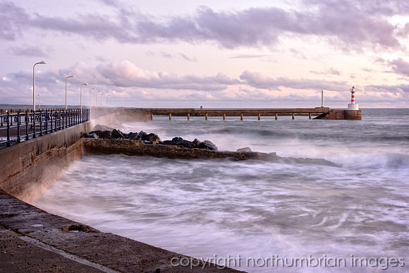Amble Pier swirling tide