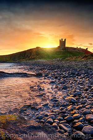 castle, sunrise, dunstanburgh, Northumbria, Northumberland, coast
