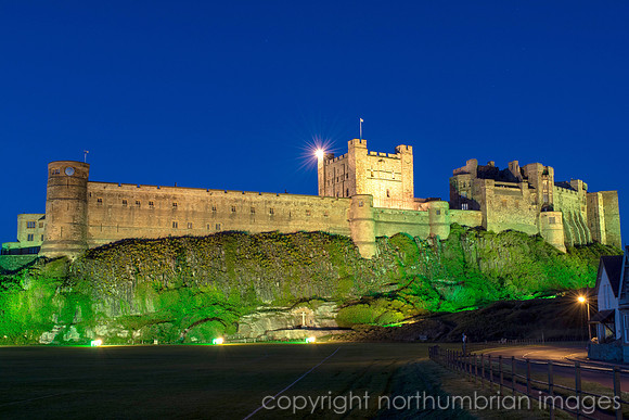 northumberland northumbria coast bamburgh castle night